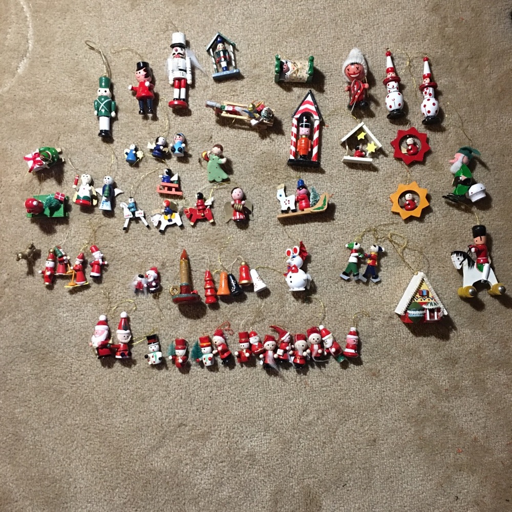 Assorted Vintage Wooden Christmas Ornaments